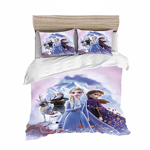 HNSRYLQX Frozen Bettwäsche Kinder, ELSA Bettwäsche 135x200, Bettwäsche 135x200, 100% Baumwolle, Kinderbett Mädchen, Anna Und ELSA Bettwäsche (1,135x 200 cm) von HNSRYLQX