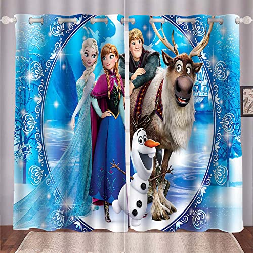 HNSRYLQX Frozen ELSA Verdunkelungsvorhang Wasserdichter Stoff Gardinen Für Kinderzimmer, 3D-Digitaldruck 100% Polyester, Anime Frozen Aisha and Anna Vorhänge (13,100 x 140 cm) von HNSRYLQX