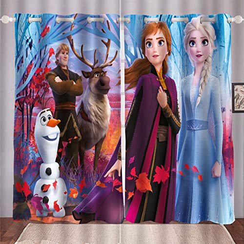 HNSRYLQX Frozen ELSA Verdunkelungsvorhang Wasserdichter Stoff Gardinen Für Kinderzimmer, 3D-Digitaldruck 100% Polyester, Anime Frozen Aisha and Anna Vorhänge (13,183 x 160 cm) von HNSRYLQX