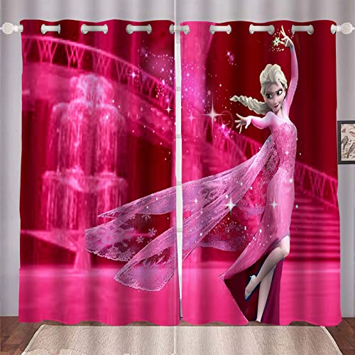 HNSRYLQX Frozen ELSA Verdunkelungsvorhang Wasserdichter Stoff Gardinen Für Kinderzimmer, 3D-Digitaldruck 100% Polyester, Anime Frozen Aisha and Anna Vorhänge (9,100 x 140 cm) von HNSRYLQX