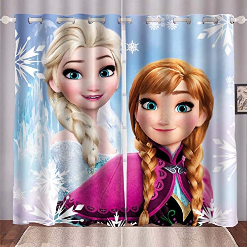 HNSRYLQX Frozen ELSA Verdunkelungsvorhang Wasserdichter Stoff Gardinen Für Kinderzimmer, 3D-Digitaldruck 100% Polyester, Anime Frozen Aisha and Anna Vorhänge (9,183 x 160 cm) von HNSRYLQX