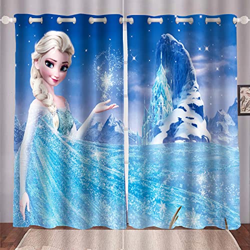 HNSRYLQX Frozen ELSA Verdunkelungsvorhang Wasserdichter Stoff Gardinen Für Kinderzimmer, 3D-Digitaldruck 100% Polyester, Für Kinderzimmer (3,183 x 160 cm) von HNSRYLQX