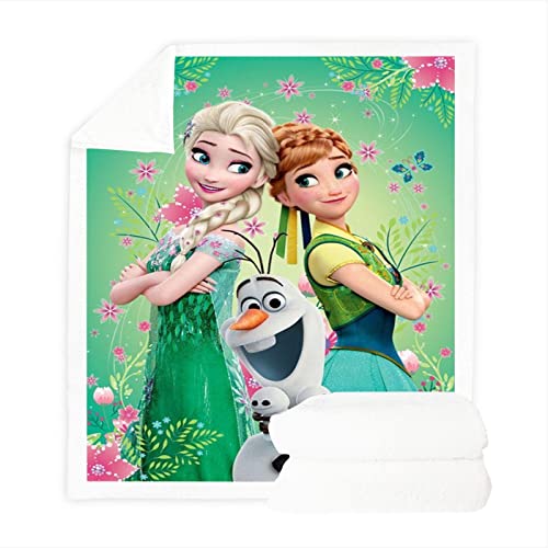 HNSRYLQX Frozen Kuscheldecke Eiskönigin Anna Und ELSA Decken, Fleecedecke,Warme Wolldecke 100% Mikrofaser,für Schlafsofa Kinderdecke, Olaf Anna ELSA (7,130 x150 cm) von HNSRYLQX