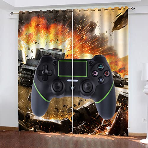 HNSRYLQX Game Fenstervorhang Schlafzimmer 100x140cm Gamer Spiel Zimmer Blickdicht Vorhnge Dekor Jungen Jugendliche Kinder Gaming Vorhang (1,100 x 140 cm) von HNSRYLQX