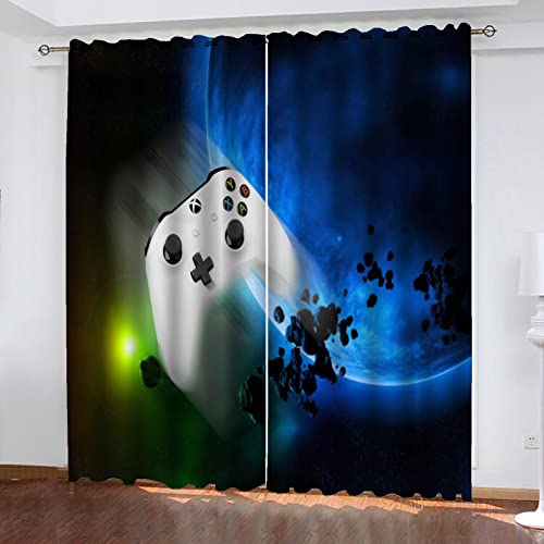 HNSRYLQX Game Fenstervorhang Schlafzimmer 100x140cm Gamer Spiel Zimmer Blickdicht Vorhnge Dekor Jungen Jugendliche Kinder Gaming Vorhang (12,150x 166 cm) von HNSRYLQX
