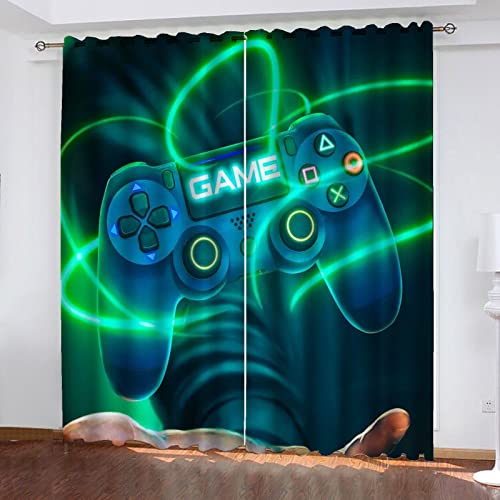 HNSRYLQX Game Fenstervorhang Schlafzimmer 100x140cm Gamer Spiel Zimmer Blickdicht Vorhnge Dekor Jungen Jugendliche Kinder Gaming Vorhang (14,100 x 140 cm) von HNSRYLQX