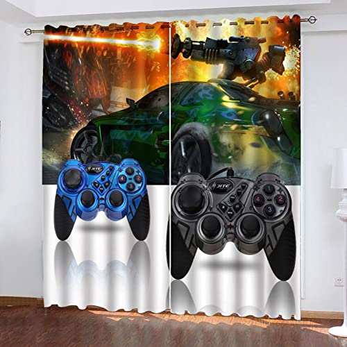 HNSRYLQX Game Fenstervorhang Schlafzimmer 100x140cm Gamer Spiel Zimmer Blickdicht Vorhnge Dekor Jungen Jugendliche Kinder Gaming Vorhang (3,150x 166 cm) von HNSRYLQX