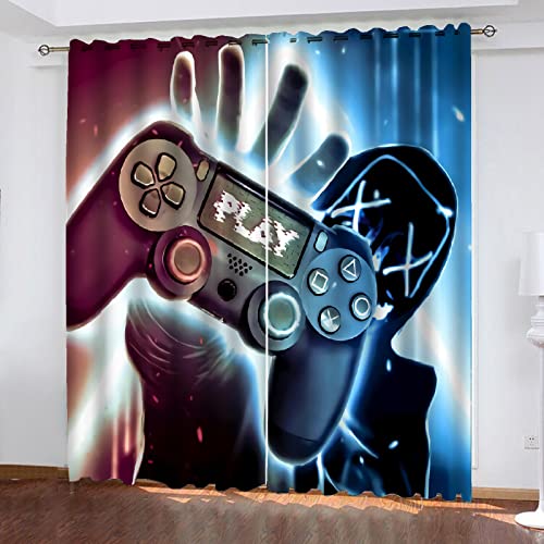 HNSRYLQX Game Fenstervorhang Schlafzimmer 100x140cm Gamer Spiel Zimmer Blickdicht Vorhnge Dekor Jungen Jugendliche Kinder Gaming Vorhang (5,150x 166 cm) von HNSRYLQX