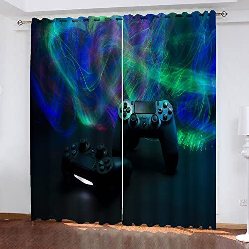 HNSRYLQX Game Fenstervorhang Schlafzimmer 100x140cm Gamer Spiel Zimmer Blickdicht Vorhnge Dekor Jungen Jugendliche Kinder Gaming Vorhang (7,220 x 215 cm) von HNSRYLQX