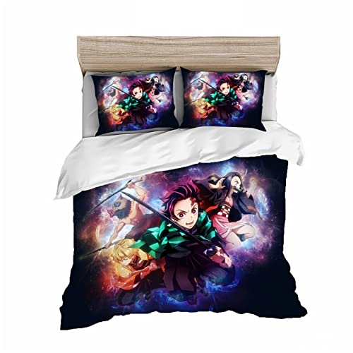 HNSRYLQX Nezuko Kamado Bettwäsche-Set Für Mädchen, Geschenk Für Kinder, Bettwäsche, Demon Slayer Bettwäsche,100% Mikrofaser, Anime Bettwäsche (1,135x200cm) von HNSRYLQX