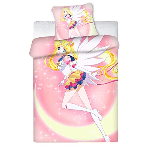 HNSRYLQX Sailor Moon Anime Bettwäsche 135x200, Baumwolle 100% Mikrofaser Mit Kissen - Geeignet Für Jugendliche Mädchen, Sailor Moon Staffel 1 (1,135x200cm) von HNSRYLQX