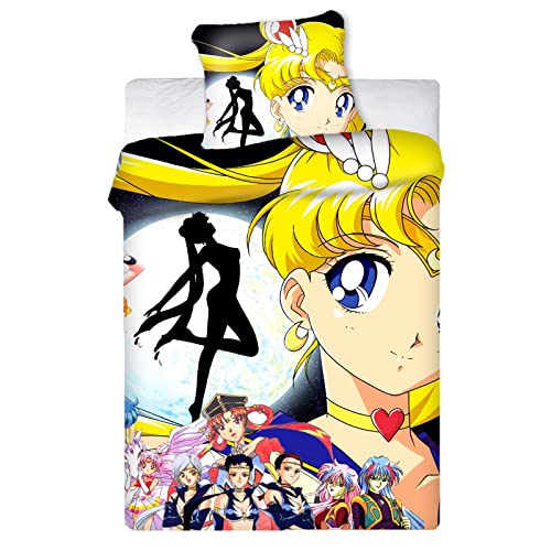 HNSRYLQX Sailor Moon Anime Bettwäsche 135x200, Baumwolle 100% Mikrofaser Mit Kissen - Geeignet Für Jugendliche Mädchen, Sailor Moon Staffel 1 (3,135x200cm) von HNSRYLQX