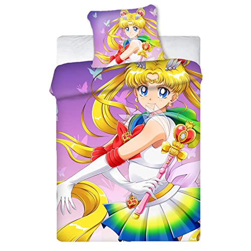 HNSRYLQX Sailor Moon Anime Bettwäsche 135x200, Baumwolle 100% Mikrofaser Mit Kissen - Geeignet Für Jugendliche Mädchen, Sailor Moon Staffel 1 (5,135x200cm) von HNSRYLQX