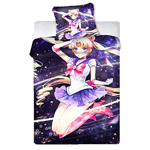 HNSRYLQX Sailor Moon Anime Bettwäsche 135x200, Baumwolle 100% Mikrofaser Mit Kissen - Geeignet Für Jugendliche Mädchen, Sailor Moon Staffel 1 (6,135x200cm) von HNSRYLQX