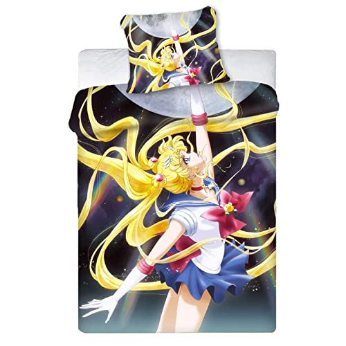 HNSRYLQX Sailor Moon Anime Bettwäsche 135x200, Baumwolle 100% Mikrofaser Mit Kissen - Geeignet Für Jugendliche Mädchen, Sailor Moon Staffel 1 (7,140 x 210 cm) von HNSRYLQX