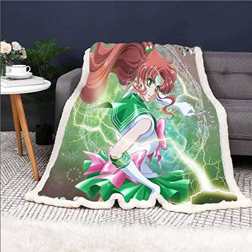 HNSRYLQX Sailor Moon Kuscheldecke 150x200 Anime Cute Moon Decke Kinder Sanft Flanelldecke Weich Fleecedecke Sofadecken Mikrofaser 3D-Druck (4,130 x150 cm) von HNSRYLQX