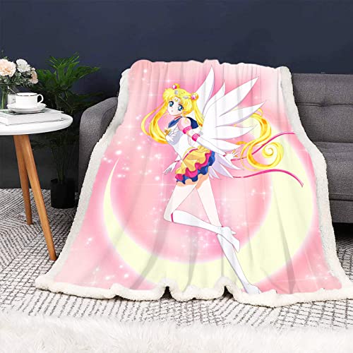 HNSRYLQX Sailor Moon Kuscheldecke 150x200 Anime Cute Moon Decke Kinder Sanft Flanelldecke Weich Fleecedecke Sofadecken Mikrofaser Tagesdecke (1,150 x 200 cm) von HNSRYLQX