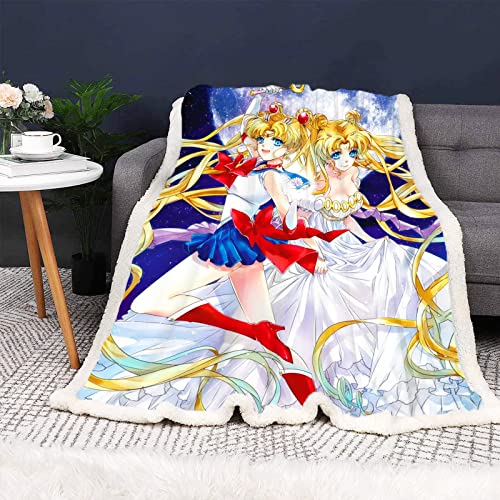 HNSRYLQX Sailor Moon Kuscheldecke 150x200 Anime Cute Moon Decke Kinder Sanft Flanelldecke Weich Fleecedecke Sofadecken Mikrofaser Tagesdecke (10,100 x 140 cm) von HNSRYLQX