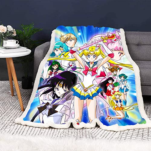 HNSRYLQX Sailor Moon Kuscheldecke 150x200 Anime Cute Moon Decke Kinder Sanft Flanelldecke Weich Fleecedecke Sofadecken Mikrofaser Tagesdecke (11,150 x 200 cm) von HNSRYLQX