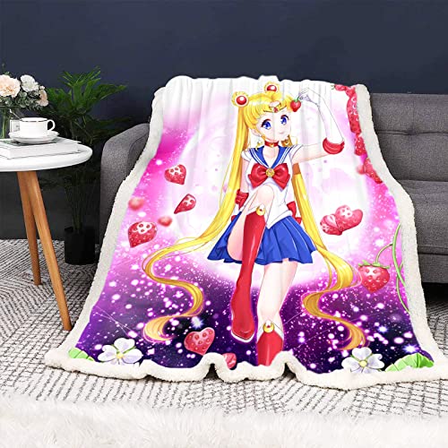 HNSRYLQX Sailor Moon Kuscheldecke 150x200 Anime Cute Moon Decke Kinder Sanft Flanelldecke Weich Fleecedecke Sofadecken Mikrofaser Tagesdecke (12,150 x 200 cm) von HNSRYLQX