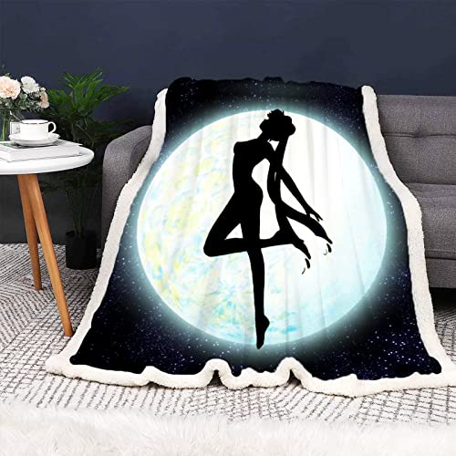 HNSRYLQX Sailor Moon Kuscheldecke 150x200 Anime Cute Moon Decke Kinder Sanft Flanelldecke Weich Fleecedecke Sofadecken Mikrofaser Tagesdecke (4,100 x 140 cm) von HNSRYLQX