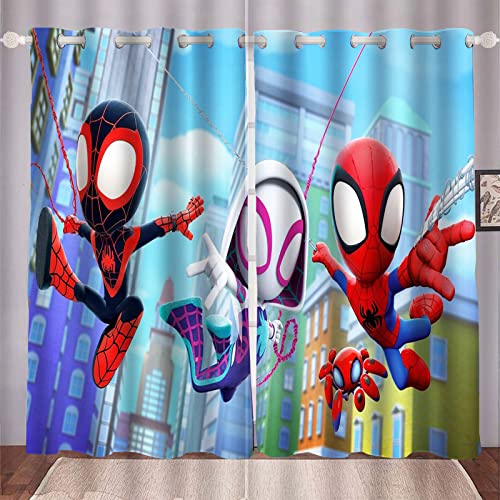 HNSRYLQX Spider-Men Gardinen Verdunklungsgardine, Spide Men Vorhang Blickdicht -Set 2er Set, 3D Druck Ösen, Für Schlafzimmer Kinderzimmer Polyester (12,100 x 140 cm(2X50X140cm)) von HNSRYLQX
