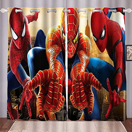 HNSRYLQX Spider-Men Gardinen Verdunklungsgardine, Spide Men Vorhang Blickdicht -Set 2er Set, 3D Druck Ösen, Für Schlafzimmer Kinderzimmer Polyester (13,100 x 140 cm(2X50X140cm)) von HNSRYLQX