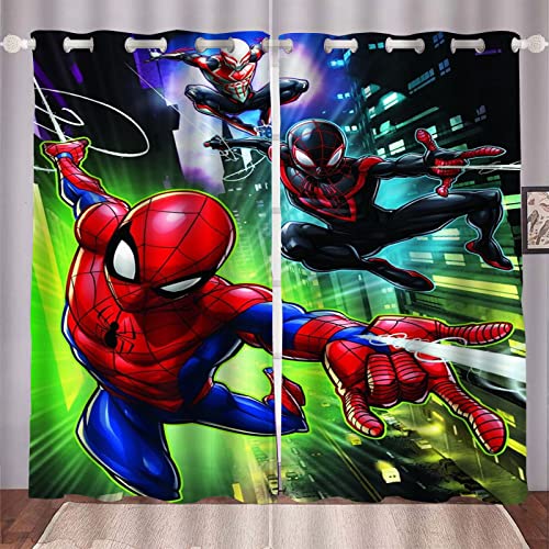 HNSRYLQX Spider-Men Gardinen Verdunklungsgardine, Spide Men Vorhang Blickdicht -Set 2er Set, 3D Druck Ösen, Für Schlafzimmer Kinderzimmer Polyester (14,150 x 166cm(2X75X166cm)) von HNSRYLQX