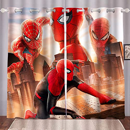 HNSRYLQX Spider-Men Gardinen Verdunklungsgardine, Spide Men Vorhang Blickdicht -Set 2er Set, 3D Druck Ösen, Für Schlafzimmer Kinderzimmer Polyester (5,280 x 245 cm(2X140X245cm)) von HNSRYLQX