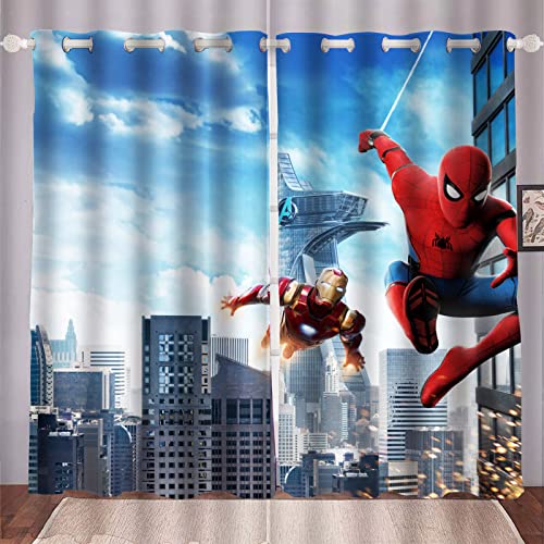 HNSRYLQX Spidermen Anime Verdunkelungsvorhang Wasserdichter Stoff Gardinen Für Kinderzimmer, 3D-Digitaldruck 100% Polyester (1,183 x 160 cm(2X91X160cm)) von HNSRYLQX