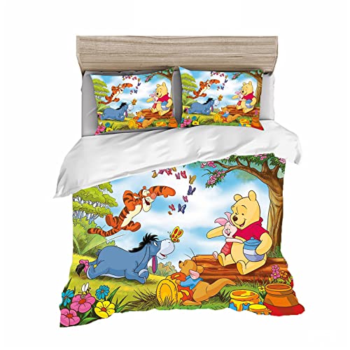 HNSRYLQX Winnie Pooh Kinderbettwäsche 100x135, Winnie Puuh Bettwäsche Set 135x200, Baby Bettwäsche, Baby Bettdecke Und Kissen, Winnie Pooh (10,135 x 200 cm) von HNSRYLQX