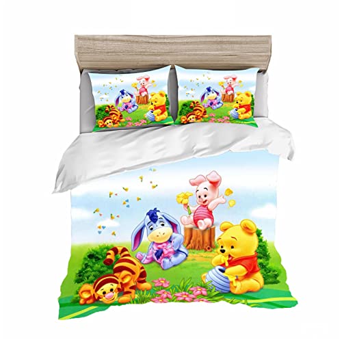 HNSRYLQX Winnie Pooh Kinderbettwäsche 100x135, Winnie Puuh Bettwäsche Set 135x200, Baby Bettwäsche, Baby Bettdecke Und Kissen, Winnie Pooh (9,135 x 200 cm) von HNSRYLQX