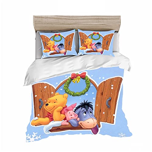 HNSRYLQX Winnie Puuh Bettwäsche Set 135x200, Winnie The Pooh Baby Bettwäsche Mit 50x75 cm Kissenbezug, Fein-Bettwäsche Aus 100% Baumwolle (4,200 x 200 cm) von HNSRYLQX