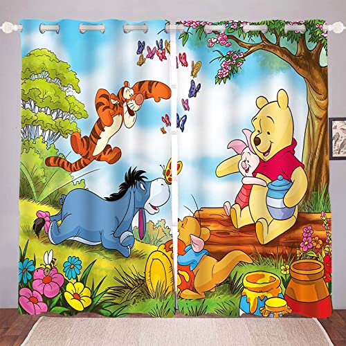 HNSRYLQX Winnie Puuh Verdunklungsgardine Ösen Für Schlafzimmer, Kinder Vorhänge, 100% Polyeste Vorhang Kinderzimmer Junge (6,100 x 140 cm) von HNSRYLQX