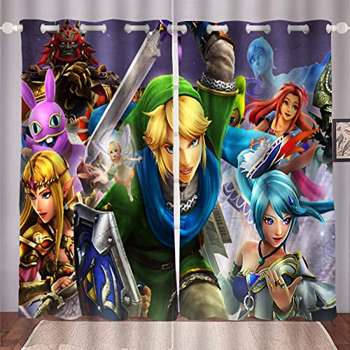 HNSRYLQX Zelda Gardinen Verdunklungsgardine Ösen Für Schlafzimmer, Verdunkelungsvorhang-Set 2er Set Für Kinderzimmer, Zelda Vorhang Blickdicht (1,150 x 166cm(2X75X166cm)) von HNSRYLQX