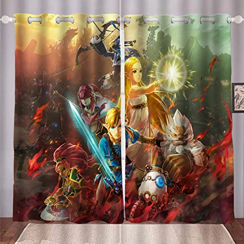 HNSRYLQX Zelda Gardinen Verdunklungsgardine Ösen Für Schlafzimmer, Verdunkelungsvorhang-Set 2er Set Für Kinderzimmer, Zelda Vorhang Blickdicht (12,220 x 215 cm(2X110X215cm)) von HNSRYLQX