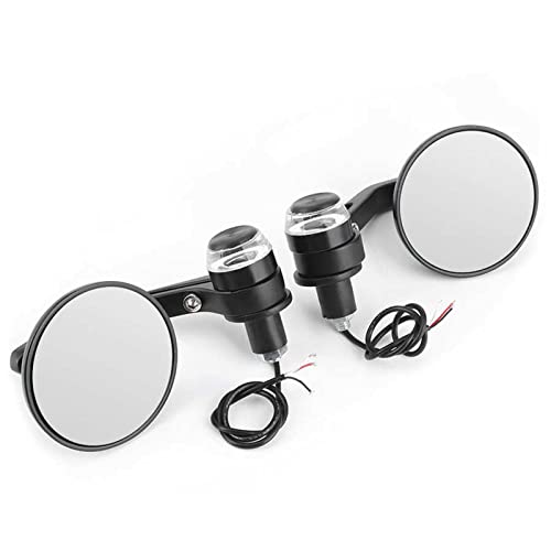 Seitenspiegel Zubehör 2pcs 22mm Lenkerende Runde Rückspiegel Blinker Licht Motorrad Universal Motorrad Lenker Spiegel von HNTFSM