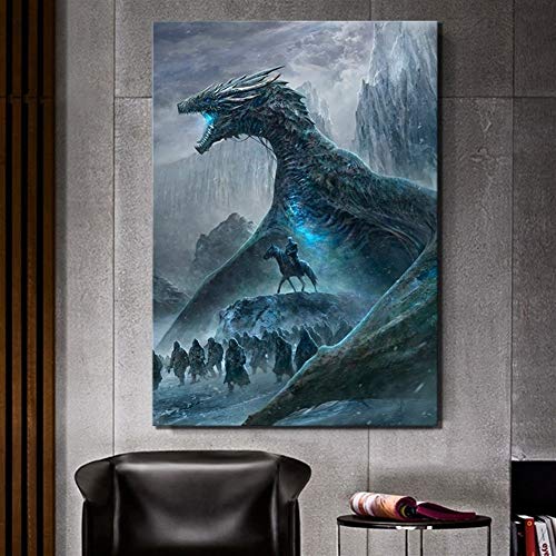 HNTHBZ Leinwand-Malerei 1 Stück HD Bilder Game of Thrones Movie Poster Gemälde Zombies Drachen Bild Ölgemälde Wand-Kunst for Hauptdekor No Frame Hanging Gemälde (Size (Inch) : 60cmx85cm) von HNTHBZ