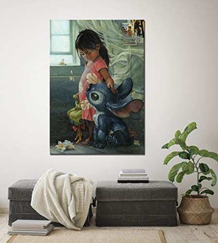 Leinwand Malerei Cartoon Artwork Gemälde Stitch Poster Bilder Gemälde Wandkunst Für Kinderzimmer Wanddekoration 50 * 75cm von HNTHBZ