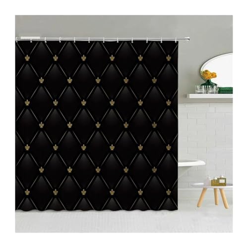 HNULGVI Duschvorhang Einfacher schwarz-weißer Regentropfen-Duschvorhang mit geometrischem Wassertropfen-Muster, Polyestergewebe, Badezimmer-Hängevorhänge, Heimdekoration(8221J,180x230cm-70x90in) von HNULGVI