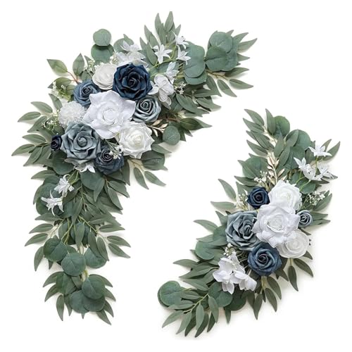 HNULGVI Hochzeits-Stuhl-RüCken-Blumen Blau Weiß Künstliche Bouquet High-End Hochzeit Tisch Dekor Treppe Handgemachte DIY Fertigen Produkt von HNULGVI