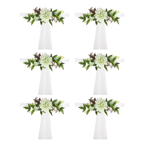 HNULGVI Hochzeits-Stuhl-RüCken-Blumen Gefälschte Bouquet Simulation Blume Künstliche Stuhl Zurück Blumen Mit Blätter Mehrzweck Hochzeit Bankett Dekoration(Green) von HNULGVI