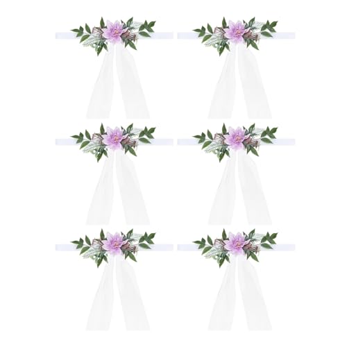 HNULGVI Hochzeits-Stuhl-RüCken-Blumen Gefälschte Bouquet Simulation Blume Künstliche Stuhl Zurück Blumen Mit Blätter Mehrzweck Hochzeit Bankett Dekoration(Purple) von HNULGVI