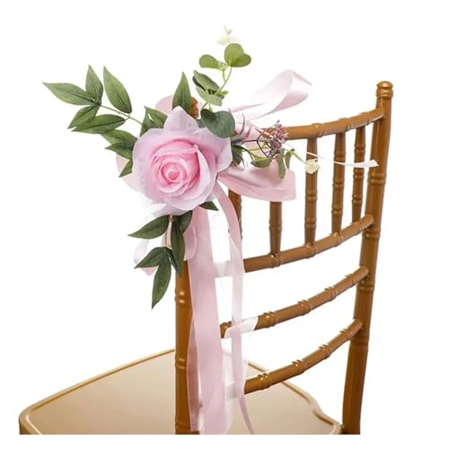 HNULGVI Hochzeits-Stuhl-RüCken-Blumen Künstliche Blumen Hochzeit Stuhl Dekoration Anordnung Stuhl Zurück Bankett Floral Kranz Ornament Party Kirche Bankett(Color 02) von HNULGVI
