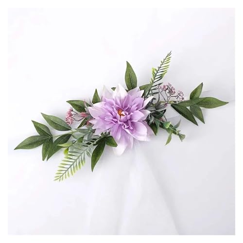 HNULGVI Hochzeits-Stuhl-RüCken-Blumen Künstliche Blumen Hochzeit Stuhl Dekoration Anordnung Stuhl Zurück Bankett Floral Kranz Ornament Party Kirche Bankett(Color 09) von HNULGVI
