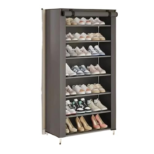 HNULGVI Schuhablage Einfaches Schuhregal for den Innenbereich, einfaches Türaufbewahrungsartefakt, platzsparender mehrschichtiger Schuhschrank for die Außentür des Schlafsaals(Silver Gray 8 Layers) von HNULGVI