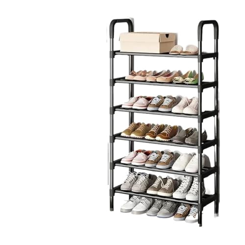 HNULGVI Schuhablage Schuhregal aus Metall, erhöhtes Schuhregal for platzsparende Haushaltsmöbel im Wohnzimmer, multifunktionale Schwarze Lagerregale(6 Layers) von HNULGVI