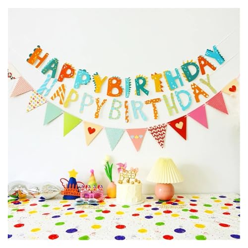 Happy Birthday Girlande Bunte Fahnen Wimpel Buchstaben Bunting Hängen Banner Party Ballon for Home Dekoration(Type-07) von HNULGVI