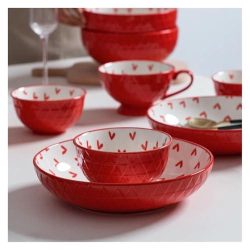 geschirrset Abendessen Platten Set Geschirr Schüssel Haushalt Keramik Platte Suppe Küche Liefert(4.6 inch bowl) von HNULGVI