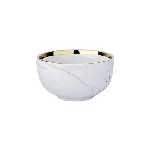 geschirrset Marmorkeramik-Teller und -Schüsseln-Set, Geschirr-Sets, Weihnachtssalat, Dessert, Bone China, weiße Teller, Küchengeschirr, rundes Tablett(4.5 inch rice bowl) von HNULGVI